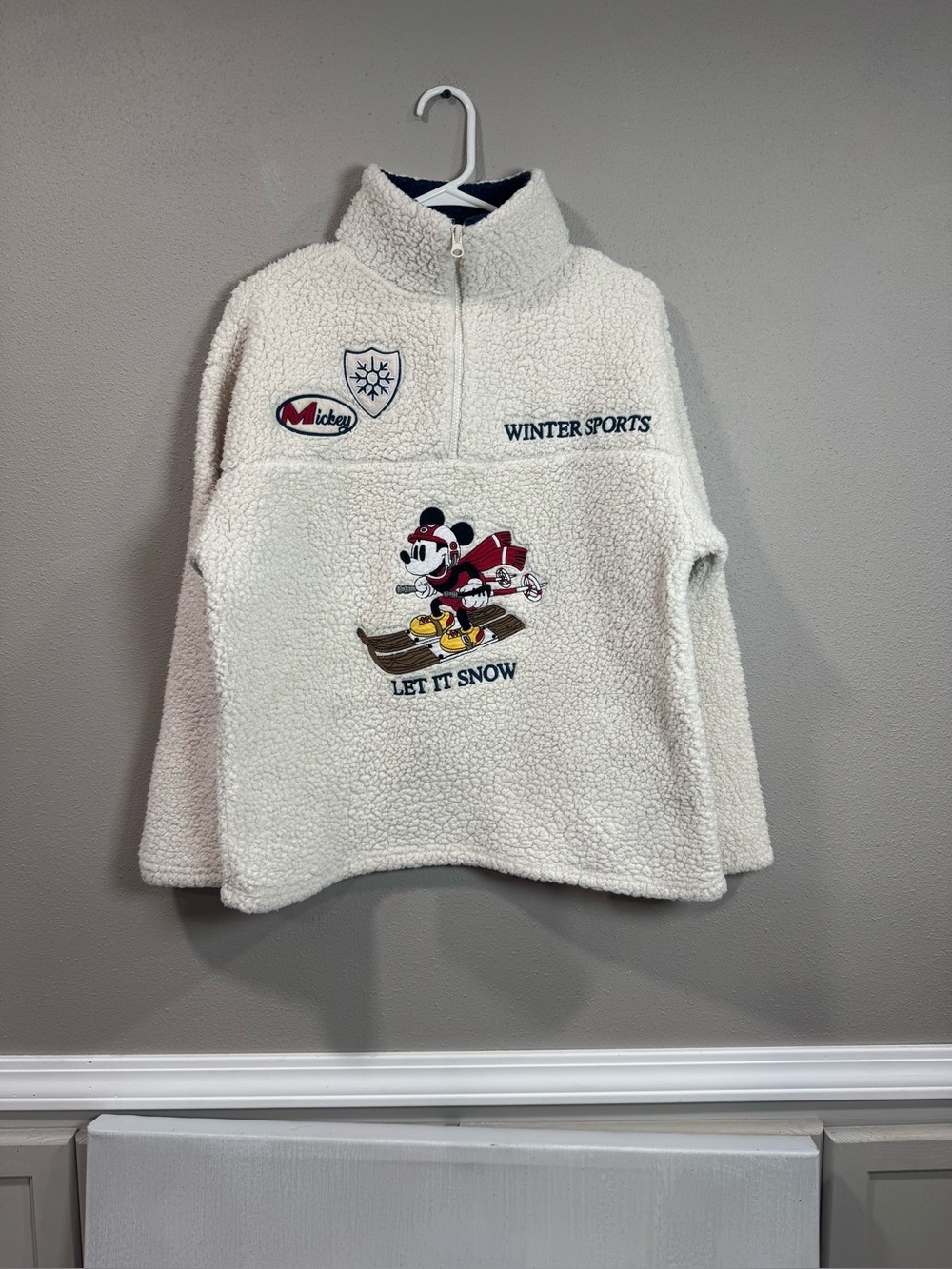 Mickey Mouse Sherpa Pullover Jacket with Ski Character - Winter Sports